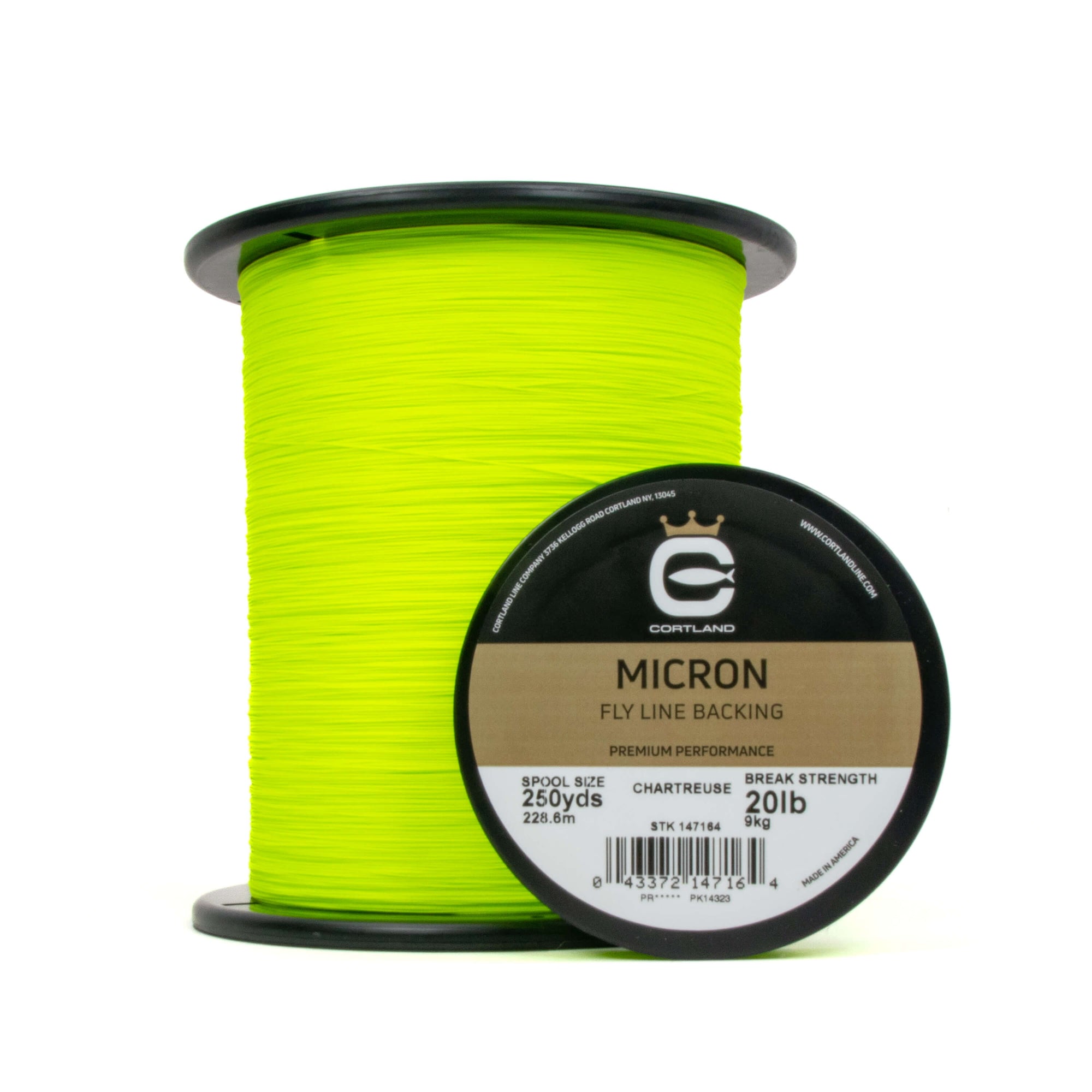 Various spool sizes of Micron Fly Line Backing - Chartreuse