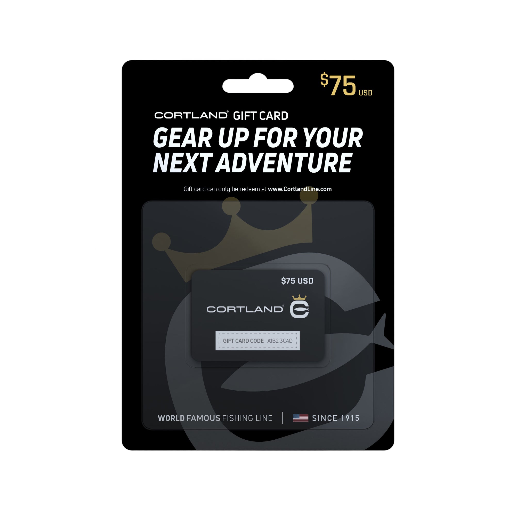 Cortland Gift Card. Gear Up For Your Next Adventure. The gift card pictured is worth $75